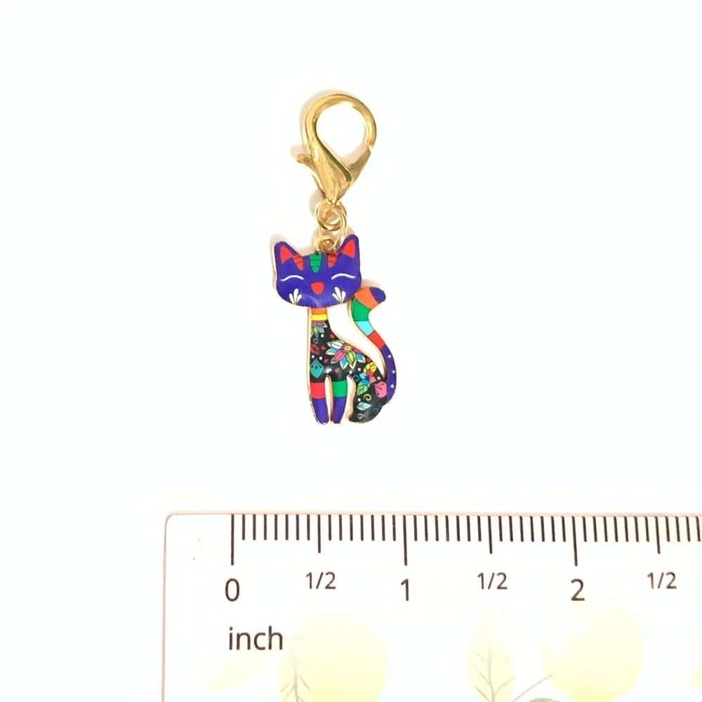New Colorful Cat Charm Keychain